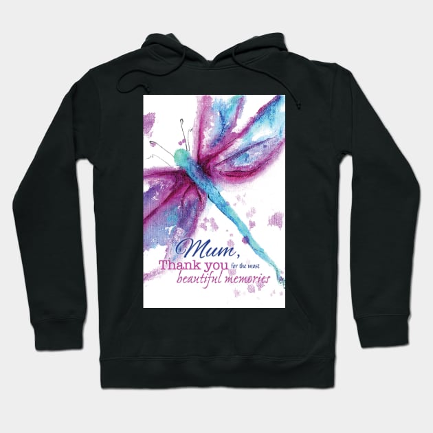 Mother's Day Pink Dragonfly Hoodie by JessKingArtist